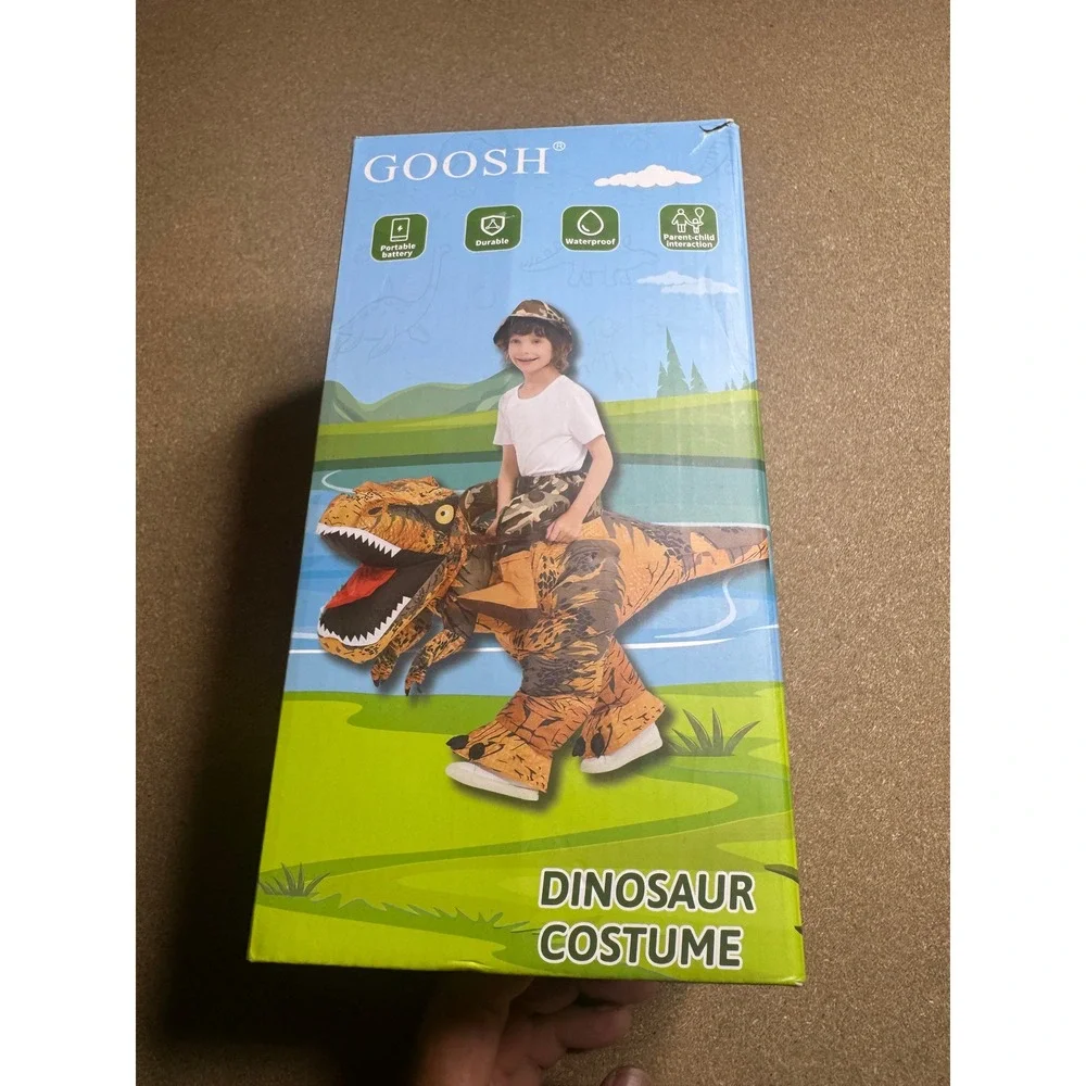 GOOSH Inflatable Dinosaur Costume Kids T-Rex Ride On Blow Up Party Outfit 4-6Y